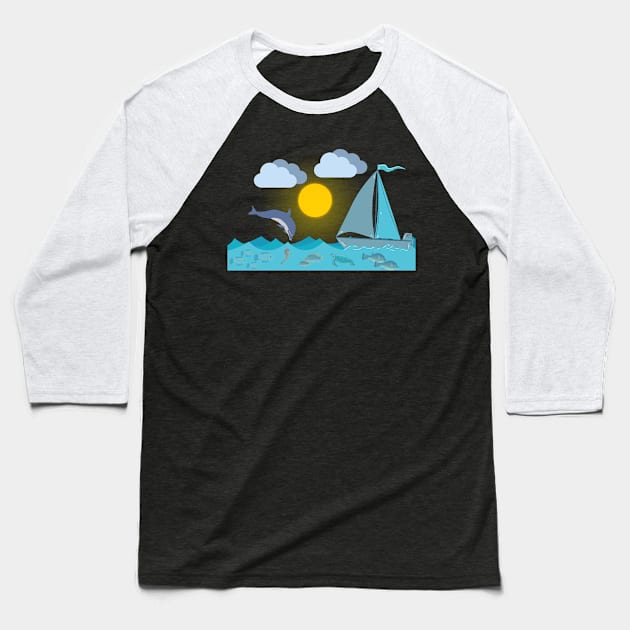 Sea life Baseball T-Shirt by abomastour